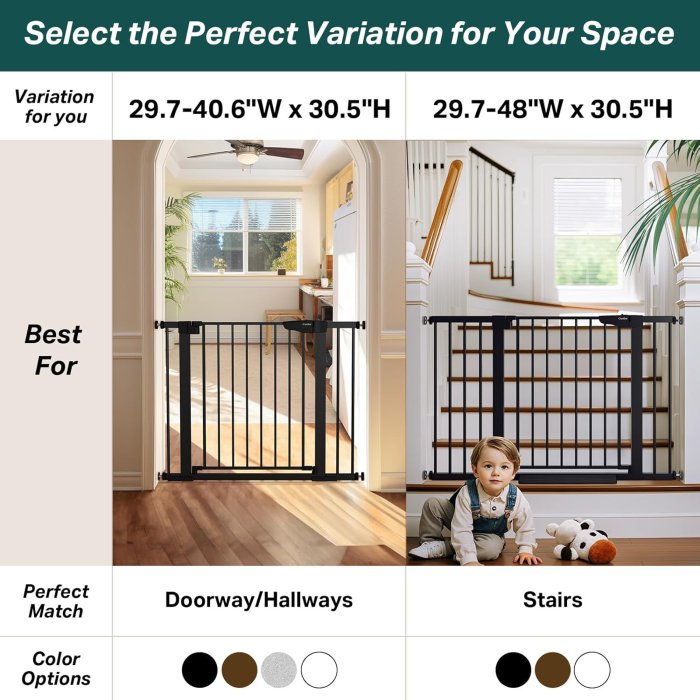 Cumbor Baby Gate for Stairs - Self Closing Pet Gate (image 2)