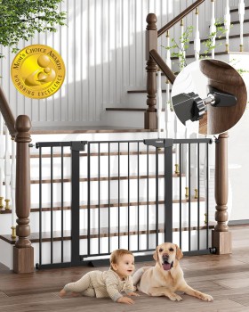 Cumbor Extra Wide Baby Gate (Black) Auto Close